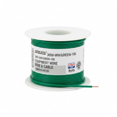 ALPHA WIRE 3050-WH/GREEN-100