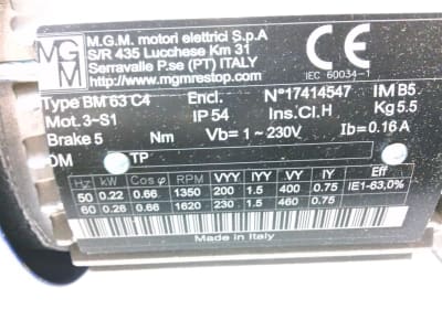 MGM ELECTRIC MOTORS 016240141120V