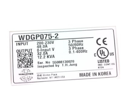 WORLDWIDE ELECTRIC WDGP075-2