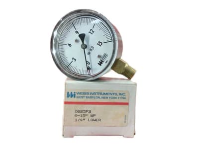 WEISS INSTRUMENTS DG25P3-1/4LM-0-15IN/WATER