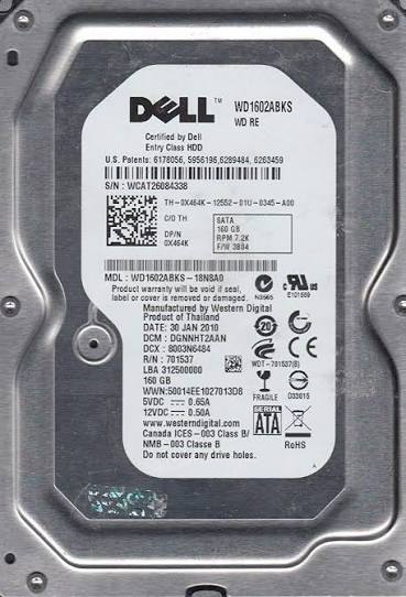WESTERN DIGITAL WD1602ABKS-18N8A0