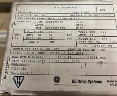 GENERAL ELECTRIC 3VYKJ585CD025